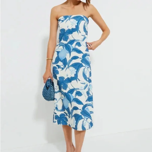 Tuckernuck Floral Strapless Blue and White Dress - Picture 2 of 3